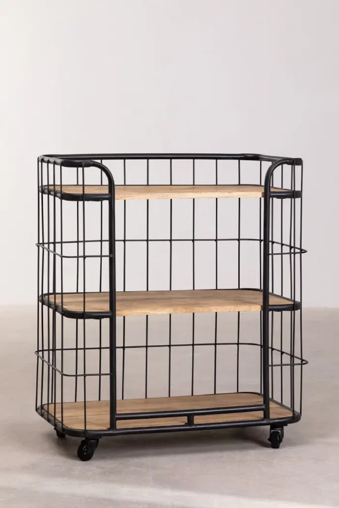 estantería de madera y metal